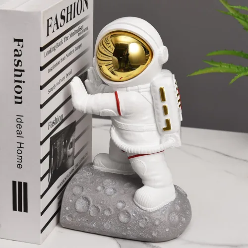 Vista 4 de Sujetalibros de decoración espacial, divertidos extremos de libro de astronauta de resina para niños