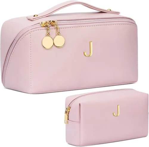 Vista 110 de Regalos de cumpleaños para mujeres y adolescentes, juego de bolsas organizadoras de maquillaje con iniciales personalizadas, bolsa de cosméticos