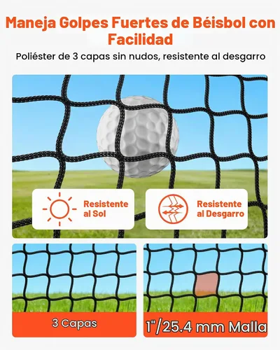 Vista 3 de VEVOR Red de bateo, red de entrenamiento para bateo de sóftbol, béisbol