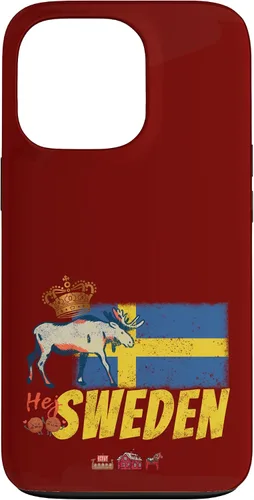 Vista 10 de Funda para iPhone 16 Suecia con bandera vintage y recuerdo de alce