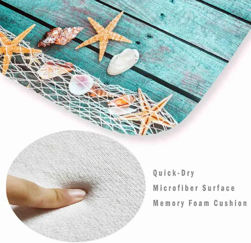 Vista 4 de LYFANS Alfombras de baño de espuma de esponja absorbente suave para baño y cocina (30 x 17 pulgadas), tapete de franela antideslizante brillante