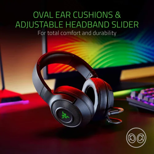 Vista 5 de Razer - Audífonos Kraken X Lite ultra ligeros para videojuegos Negro clásico normal