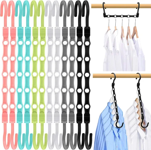 Vista 10 de Perchas mágicas para ropa que ahorran espacio, organizadores y almacenamiento de alta calidad, colgador de plástico resistente en cascada