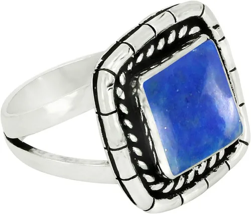 Vista 3 de Anillos hechos a mano para mujer, anillos de piedras preciosas para mujer, anillos cuadrados de piedra para mujer, anillos chapados en plata