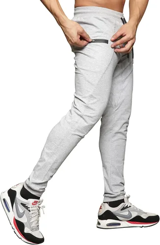Vista 2 de MAIKANONG Pantalones deportivos ajustados para hombre, pantalones de entrenamiento para gimnasio, correr, atletismo, casual