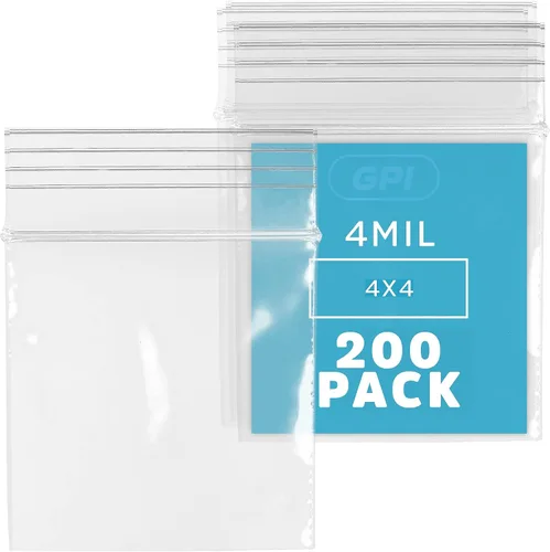 Vista 32 de Bolsas reutilizables de plástico transparente con cremallera – Paquete de 100 unidades GPI a granel de 2 x 3 pulgadas de grosor, resistentes