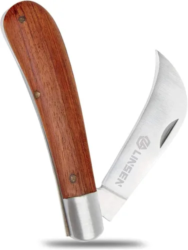 Vista 4 de Cuchillo de poda de jardín de acero inoxidable, cuchillo de bolsillo plegable para injertos, deshierbe, brotación, herramienta de corte múltiple