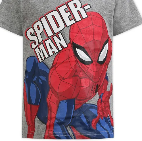Vista 4 de Marvel Spiderman - Conjunto de sudadera con capucha y cremallera para niños pequeños y pequeños, color rojogrisnegro