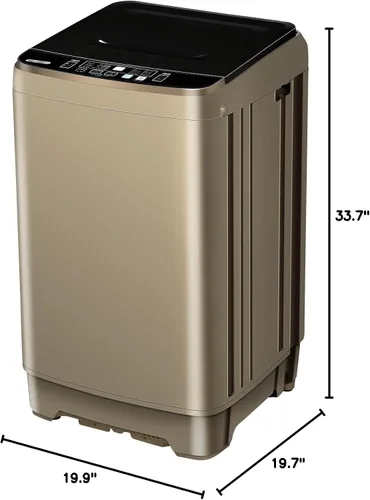 Vista 9 de Lavadora completamente automática con pantalla LED, 10 programas y 8 selecciones de niveles de agua, lavadora de lavandería compacta portátil