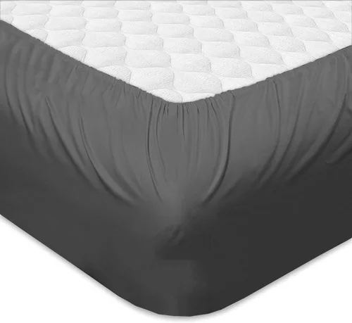 Vista 3 de Juego de sábanas de 6 piezas de algodón peinado de fibras extralargas de lujo para hotel, tamaño Queen, color gris oscuro, ultra suave