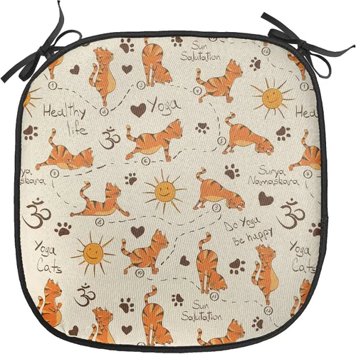 Vista 78 de Ambesonne Flamingo - Cojín de asiento para silla, diseño de fantasía exótica con elementos de vida silvestre hawaiana en colores pastel, acolchado