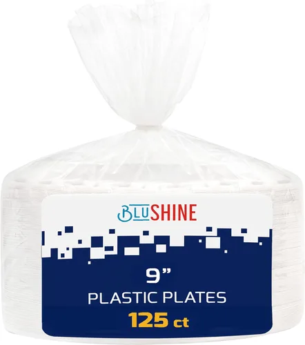 Vista 9 de BluShine Paquete de 250 platos de plástico blanco de 6 pulgadas, desechables, fuertes y resistentes