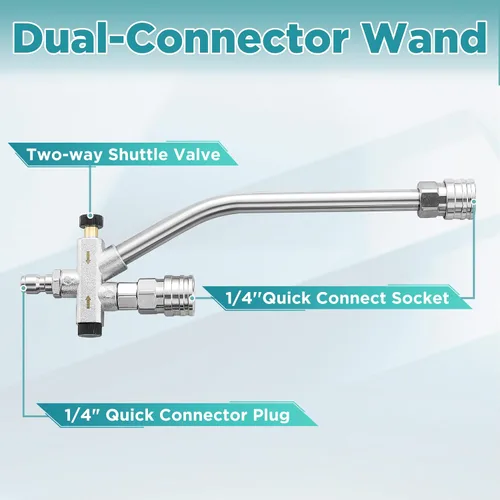 Vista 3 de PWACCS Pistola de espuma para lavadora a presión con accesorio de doble conector, cañón de espuma de pistola de lavado de energía corta y kit