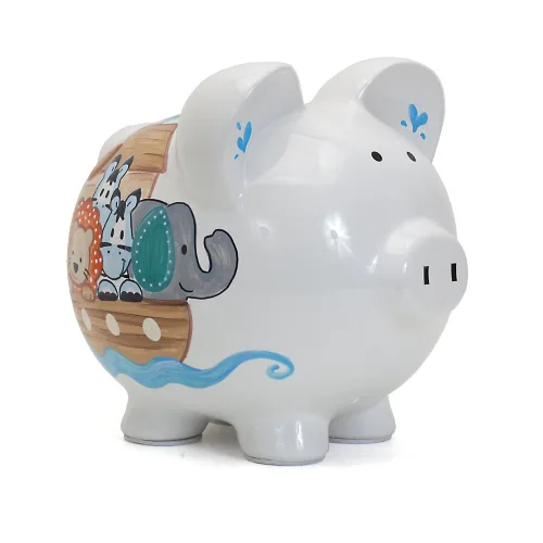 Vista 24 de Child to Cherish Cerdito de cerámica para niños, avión de papel