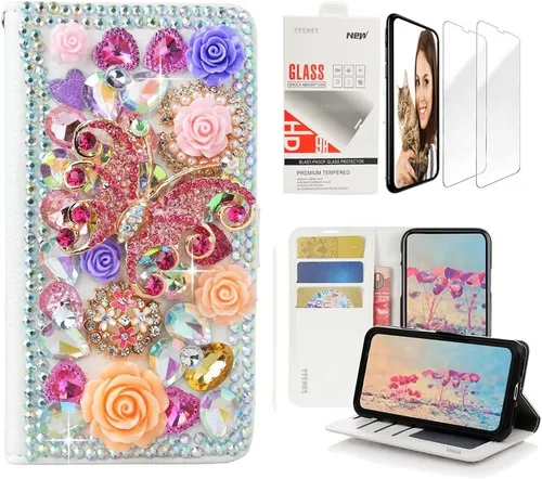 Vista 6 de Bling SSBLDwCPSeries-4 - Funda de piel con tapa y protector de cable, diseño 3D
