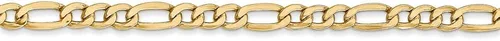 Vista 3 de Sonia Jewels Collar de cadena Figaro de oro amarillo de 14 quilates de 0.138 in, con cierre seguro de langosta, Metal