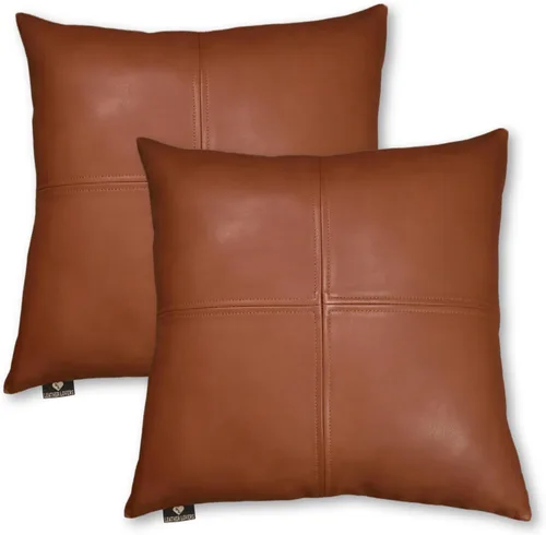 Vista 88 de Funda de almohada de cuero de cordero 100% cuero de cordero – Funda de cojín para sofá – Fundas decorativas para sala de estar y dormitorio, cuero