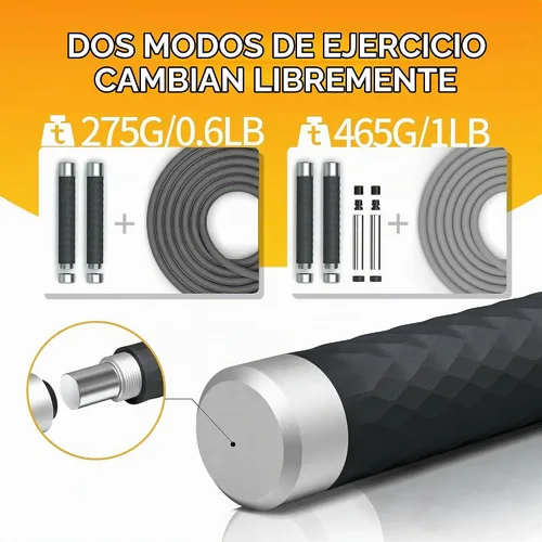 Vista 2 de PROIRON Cuerda de saltar con peso de 1 libra, cuerda de saltar con mango de aleación de aluminio, cuerda de saltar extra gruesa de 0.276 in