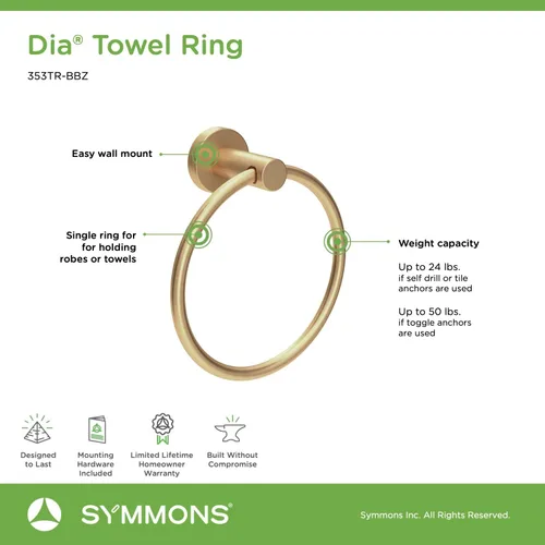Vista 9 de Symmons 35AC4BUNDLEBBZ - Herrajes para baño, 4 piezas, bronce cepillado