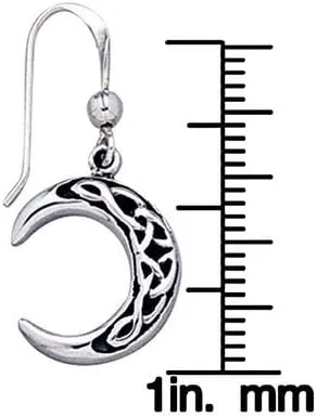 Vista 3 de Pendientes de plata de ley con nudo celta y luna creciente, Metal