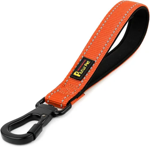 Vista 28 de PLUTUS PET Correa corta para perro, mango acolchado de nailon reflectante, correa de tráfico fuerte con clip de mosquetón, perfecta para perros Beige