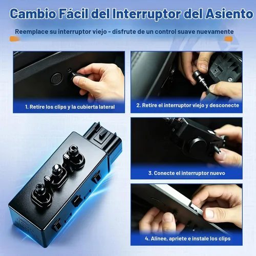 Vista 7 de Interruptor de ajuste del asiento del conductor eléctrico de 6 vías mejorado para Chevy GMC, 12451495