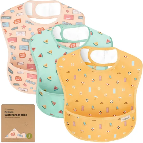 Vista 18 de KeaBabies - Paquete de 3 baberos impermeables para comer, ligeros, básicos