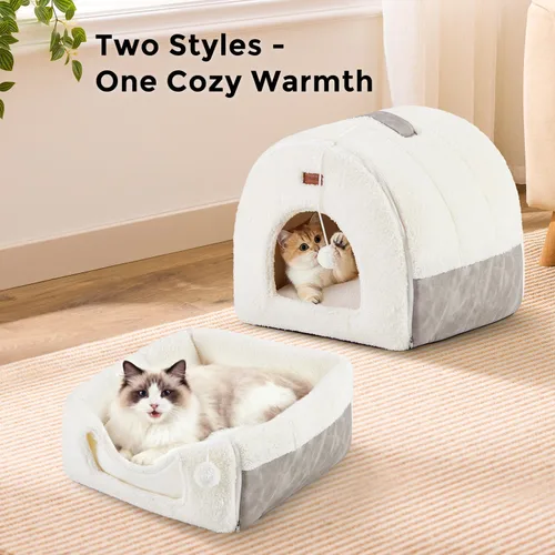Vista 2 de ZOMISIA - Cama para gatos 2 en 1 para gatos de interior, cama cerrada