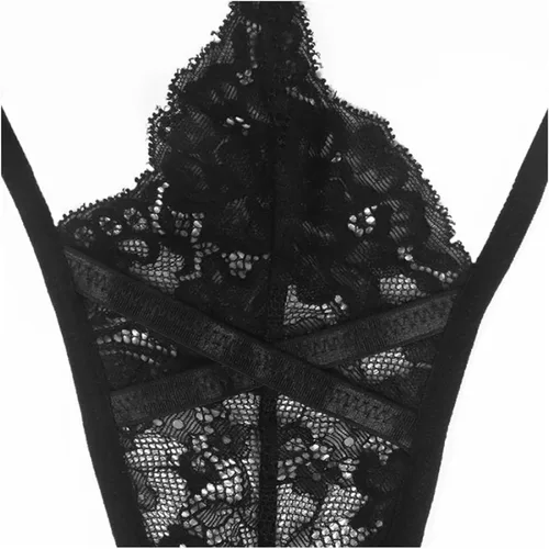 Vista 5 de Banamic Tangas de malla con corte de encaje sexy para mujer, ropa interior de cintura media