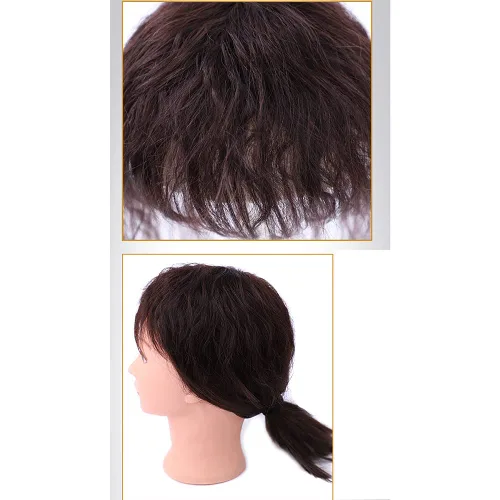 Vista 2 de Peluca de cabello humano con flequillo. Aumenta la cantidad de cabello en la parte superior de la cabeza para cubrir el cabello blanco esponjoso