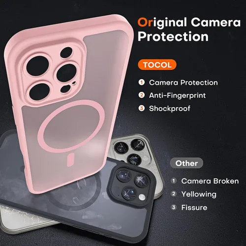Vista 32 de TOCOL Funda para iPhone 11, compatible con Magsafe, protección completa de cámara, imanes integrados, protección contra caídas, funda translúcida