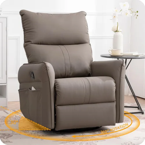 Vista 8 de Silla reclinable giratoria, mecedora manual para cuarto de bebé Gris oscuro