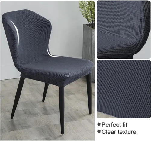 Vista 5 de Juego de fundas elásticas para sillas de comedor de 4/6/2 terciopelo para sillas de comedor, fundas protectoras de estilo nórdico moderno, con Negro