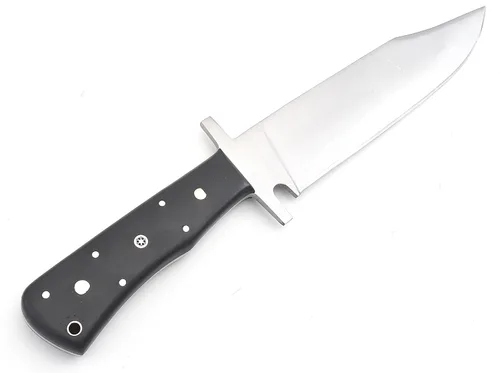 Vista 6 de Nooraki - Cuchillo de caza de espiga completa hecho a mano de 15 pulgadas con funda de cuero, cuchillo Bowie multiusos con mango de micarta
