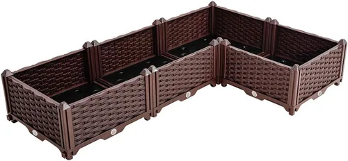 Vista 17 de BAOYOUNI - Juego de jardinera cuadrada para interiores o exteriores, maceta de plástico, caja de cultivo para verduras frescas, hierbas, flores