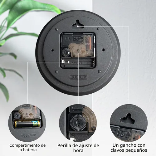 Vista 3 de GLVSAE Reloj de pared de 12 pulgadas sin tictac, relojes de pared que funcionan con pilas, grandes, fáciles de leer con dial estereoscópico
