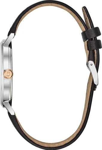Vista 2 de Bulova Mens 98B254 0.787 in cuero becerro negro reloj pulsera, Blanco, Movimiento de cuarzo