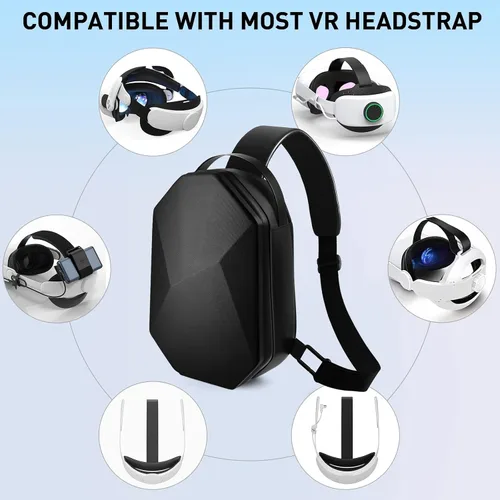 Vista 2 de Annapro Funda de transporte para Oculus Quest 2, funda rígida de viaje para MetaOculus Quest 2 VR para auriculares y controladores