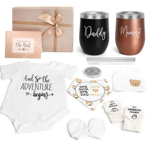 Vista 12 de Regalos para mamá nueva para mujeres, mejores regalos de embarazo con juego de vasos para mamá y papá para madres primerizas, futuros padres