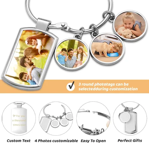 Vista 3 de JUBOPE Personalized Keychains Custom Keychain with Picture Engraving Photo Text Keychain for Men Husband Boyfriend Gifts