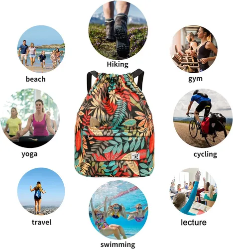 Vista 5 de Bolsa impermeable con cordón para ir al gimnasio o la playa, o practicar deportes, unisex