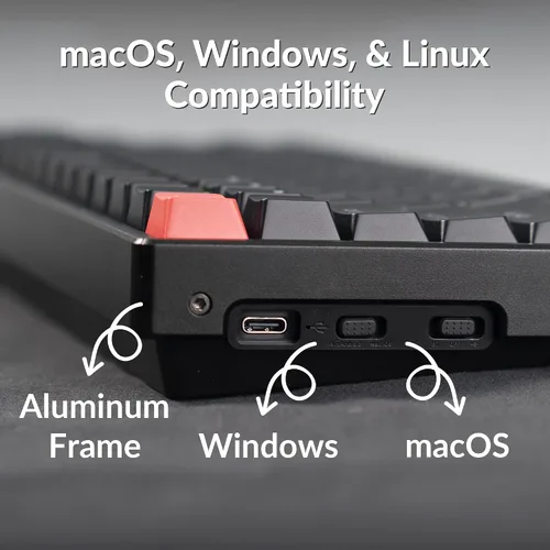 Vista 3 de Keychron K2 75% Layout QMK Teclado mecánico con opciones inalámbricas y con cable Interruptor Super Banana, marco de aluminio con retroiluminación