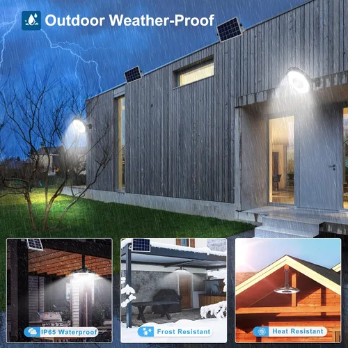 Vista 5 de Luz solar para interiores y exteriores, luces solares de movimiento con 5 modos, hasta 3000 lúmenes, luces colgantes impermeables para porche