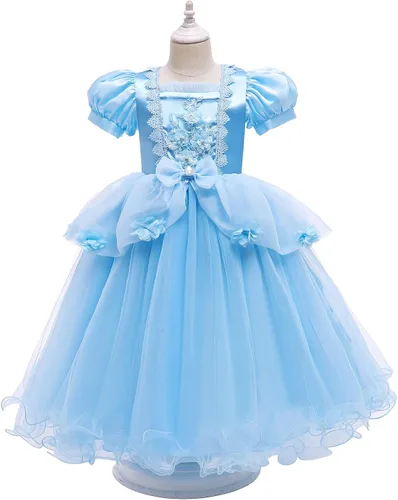 Vista 8 de Hellet Disfraces de princesa para niñas, manga abombada, disfraz de fiesta de cumpleaños con accesorios