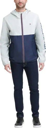 Vista 2 de Tommy Hilfiger - Chaqueta impermeable con capucha para hombre ligera para lluvia