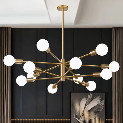 Vista 9 de Sputnik - Lámpara de techo con 6 luces para comedor Negro y oro cepillado