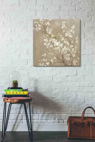 Vista 2 de Epic Graffiti Danhui Nai - Lienzo decorativo para pared, diseño de flor de cerezo blanco II Neutral, 26 x 26 pulgadas