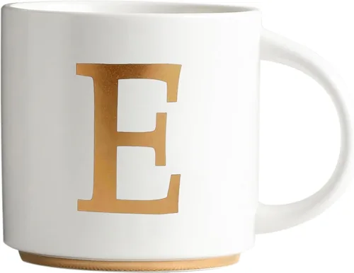 Vista 11 de COLLECTIVE HOME - Tazas de cerámica con monograma, tazas de café con inicial dorada de 15 onzas, elegantes tazas de té del alfabeto, elegante taza p