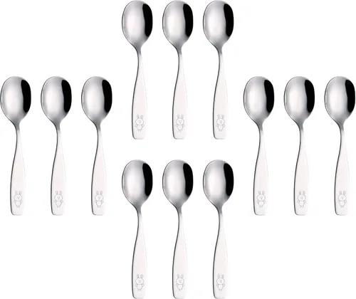 Vista 17 de ANNOVA Cubertería para niños con acabado mate, de alta calidad, de acero inoxidable, tenedores, cucharadas, utensilios para niños, oxidados