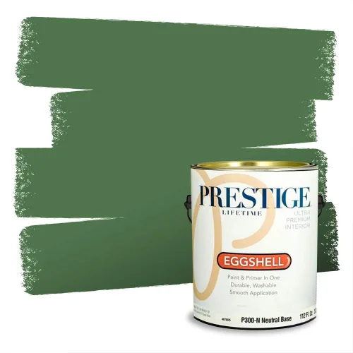 Vista 213 de Prestige Paints - Pintura exterior e imprimación en uno, 1 galón, plano, compatibilidad comparable con el color menta «Whipped Mint» de Behr